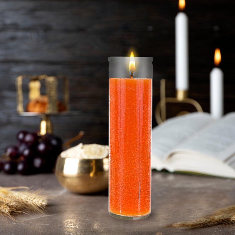 Mega Candles 6 pcs Unscented Orange 7 Day Glass Container Devotional Prayer Candles, Premium Wax Candle 2 Inch x 8 Inch, Sanctuary, Vigils, Prayers, Blessings, Religious, Memorials, Remembrance - Image 4